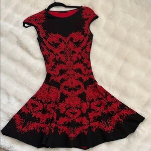 RVN Red and Black Patterned Dress